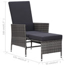 vidaXL szürke dönthető háttámlás polyrattan kerti szék párnákkal