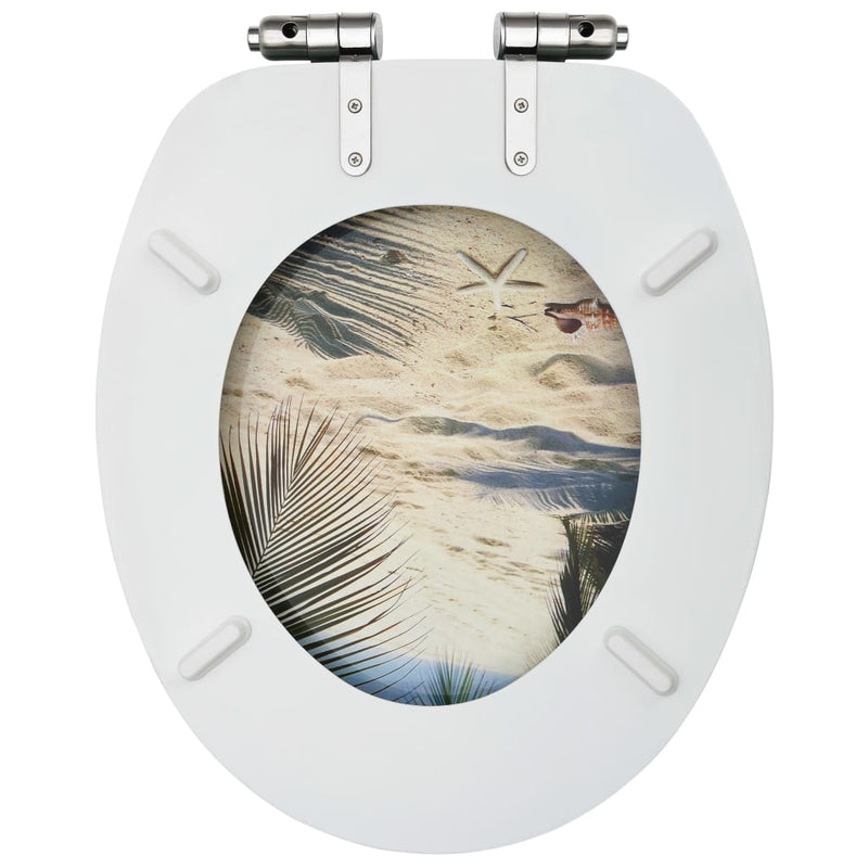 vidaXL 2 db tengerpartmintás MDF WC-ülőke finoman záródó fedéllel