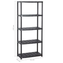 vidaXL fekete műanyag 5 szintes tárolópolc 71 x 38 x 170 cm