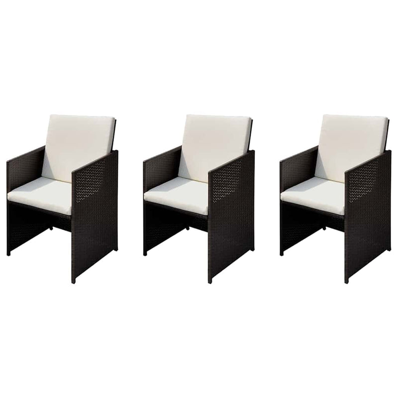vidaXL Kerti székek 3 pcs Barna 56 x 52 x 87 cm Poli rattan