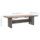 vidaXL polyrattan és tömör akácfa kerti asztal 240 x 90 x 74 cm