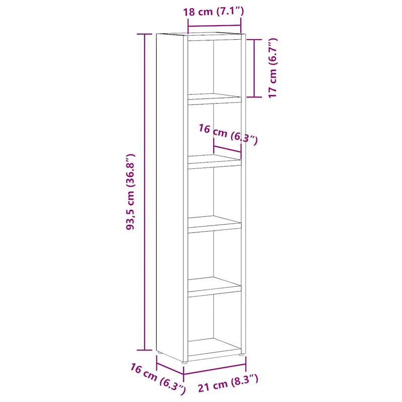 vidaXL 2 db fehér forgácslap CD-tartó szekrény 21 x 16 x 93,5 cm