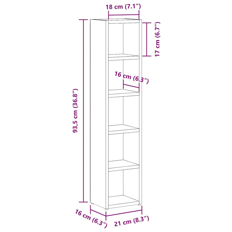 vidaXL 2 db fekete forgácslap CD-tartó szekrény 21 x 16 x 93,5 cm