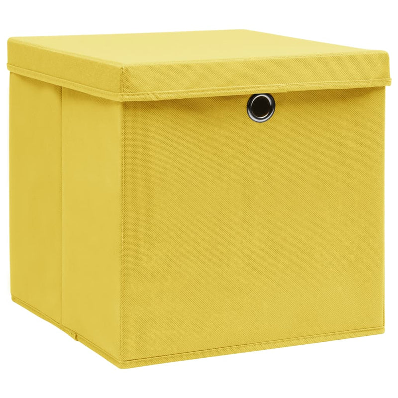 vidaXL 4 db sárga fedeles tárolódoboz 28 x 28 x 28 cm