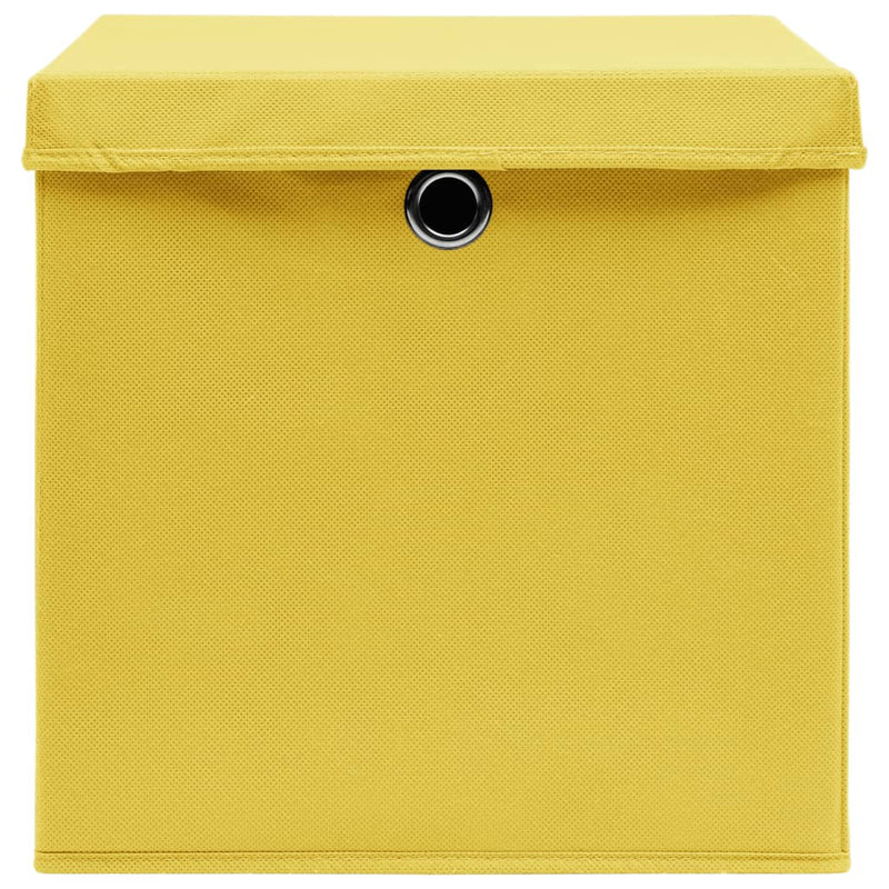 vidaXL 4 db sárga fedeles tárolódoboz 28 x 28 x 28 cm