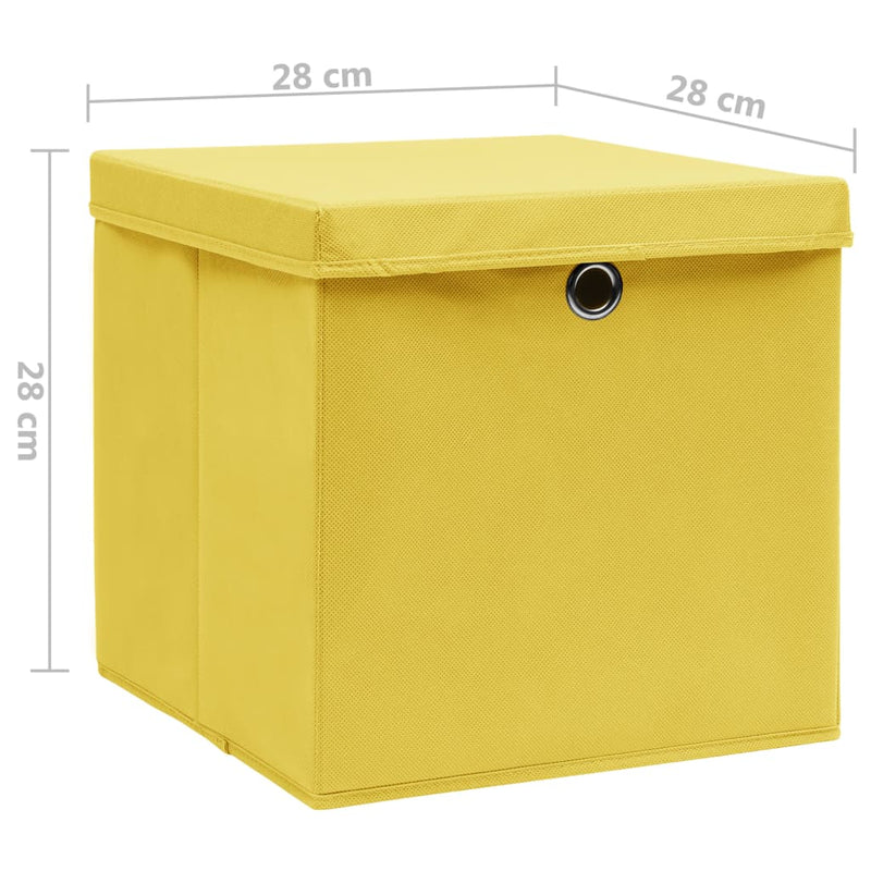 vidaXL 4 db sárga fedeles tárolódoboz 28 x 28 x 28 cm