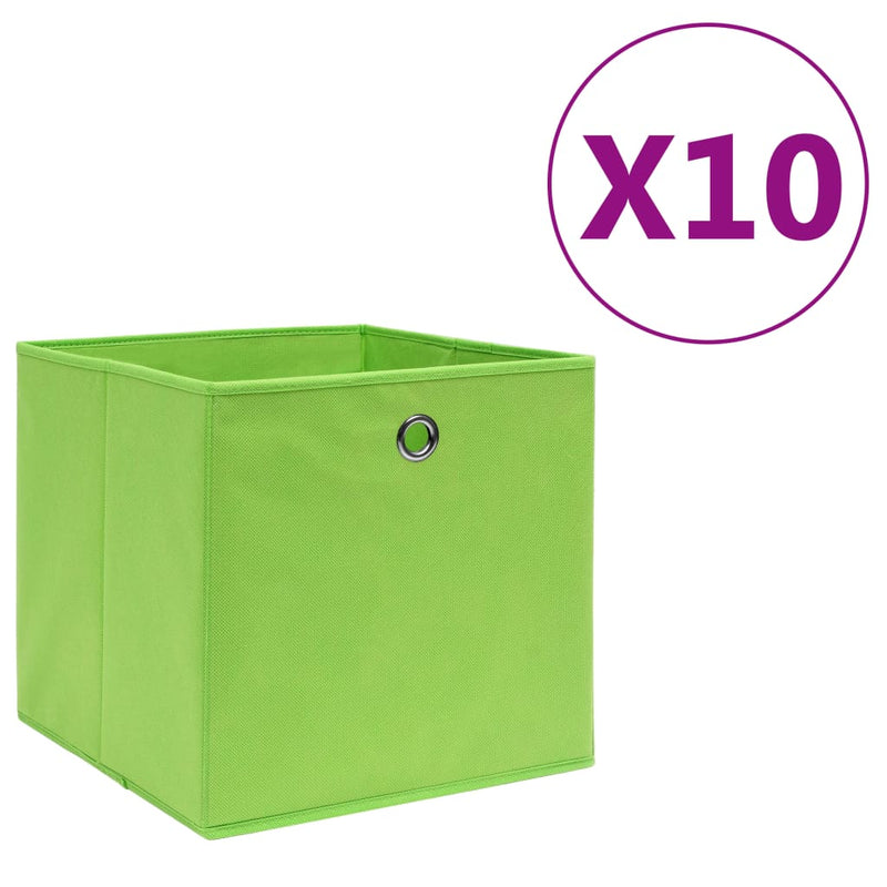 vidaXL 10 db zöld nem szőtt szövet tárolódoboz 28 x 28 x 28 cm