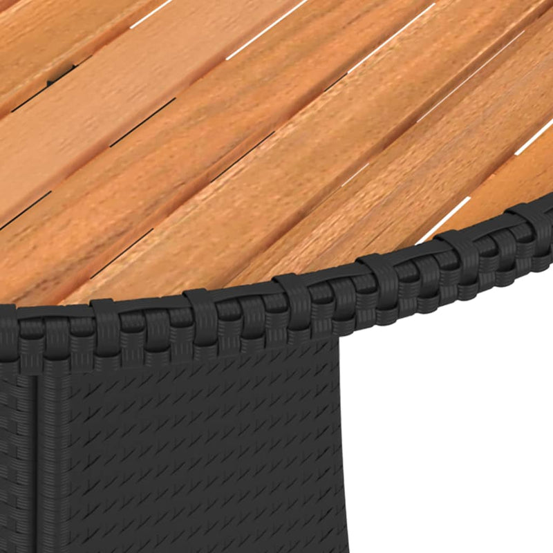 vidaXL fekete polyrattan és tömör akácfa kerti étkezőasztal Ø 70 cm
