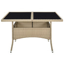 vidaXL bézs polyrattan és üveg kültéri étkezőasztal