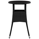 vidaXL fekete polyrattan és edzett üveg kerti asztal Ø60 x 75 cm