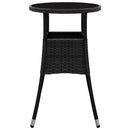 vidaXL fekete polyrattan és edzett üveg kerti asztal Ø60 x 75 cm