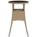 vidaXL bézs polyrattan és edzett üveg kerti asztal Ø60 x 75 cm
