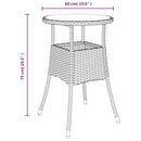 vidaXL bézs polyrattan és edzett üveg kerti asztal Ø60 x 75 cm