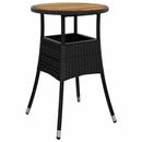 vidaXL fekete akácfa és polyrattan kerti asztal Ø60 x 75 cm