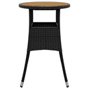 vidaXL fekete akácfa és polyrattan kerti asztal Ø60 x 75 cm