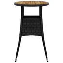 vidaXL fekete akácfa és polyrattan kerti asztal Ø60 x 75 cm