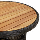 vidaXL fekete akácfa és polyrattan kerti asztal Ø60 x 75 cm