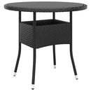 vidaXL fekete polyrattan és edzett üveg kerti asztal Ø 80 x 75 cm