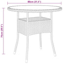 vidaXL fekete polyrattan és edzett üveg kerti asztal Ø 80 x 75 cm
