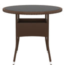 vidaXL barna polyrattan és edzett üveg kerti asztal Ø 80 x 75 cm