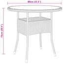 vidaXL barna polyrattan és edzett üveg kerti asztal Ø 80 x 75 cm