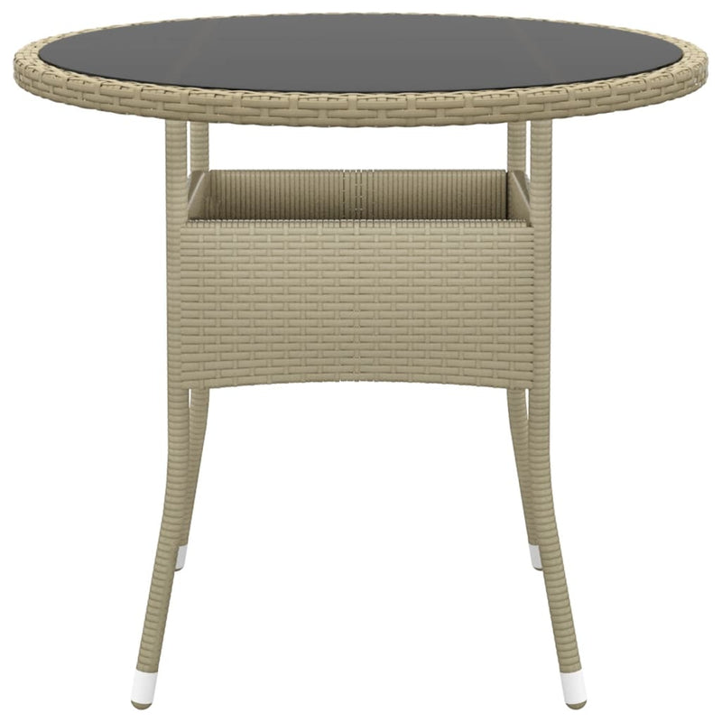 vidaXL bézs polyrattan és edzett üveg kerti asztal Ø80 x 75 cm