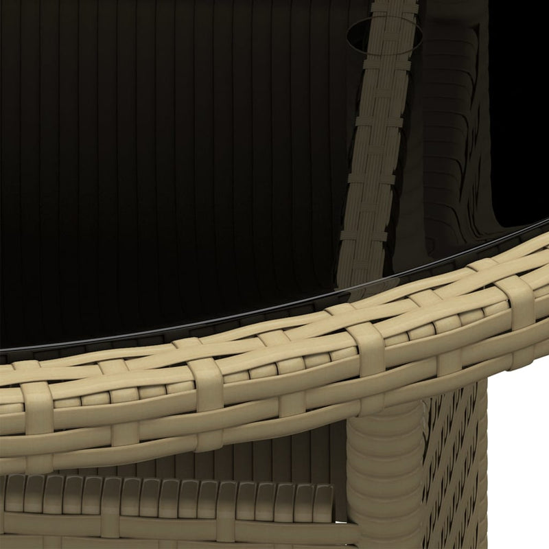 vidaXL bézs polyrattan és edzett üveg kerti asztal Ø80 x 75 cm