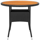 vidaXL fekete akácfa és polyrattan kerti asztal Ø80 x 75 cm