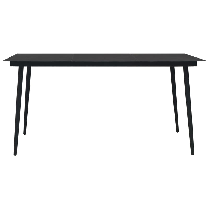 vidaXL fekete acél és üveg kerti étkezőasztal 150 x 80 x 74 cm