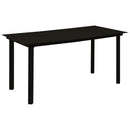 vidaXL fekete acél és üveg kerti étkezőasztal 150 x 80 x 74 cm