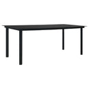 vidaXL fekete acél és üveg kerti étkezőasztal 190 x 90 x 74 cm