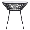 vidaXL fekete rattan és üveg kerti étkezőasztal Ø70 x 74 cm
