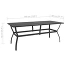 vidaXL antracitszürke acél kerti asztal 190 x 80 x 72 cm