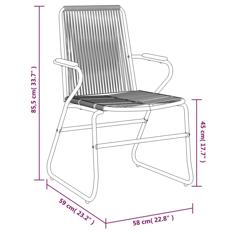 vidaXL 2 db fekete PVC rattan kerti szék 58 x 59 x 85,5 cm