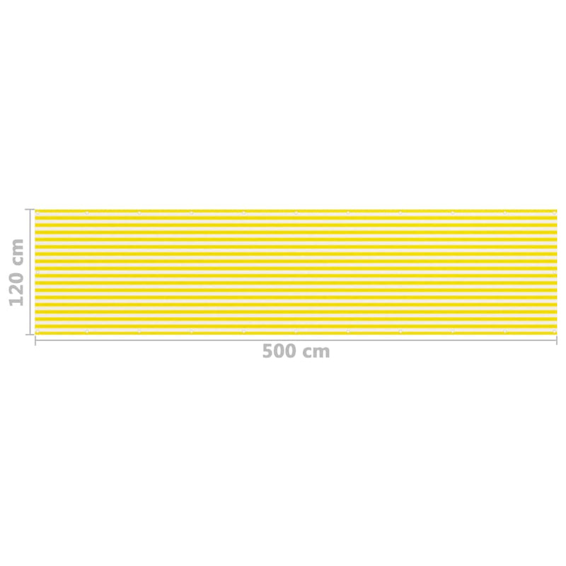 vidaXL sárga-fehér HDPE erkélytakaró 120 x 500 cm