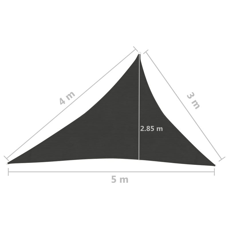 vidaXL antracitszürke HDPE napvitorla 160 g/m² 3 x 4 x 5 m