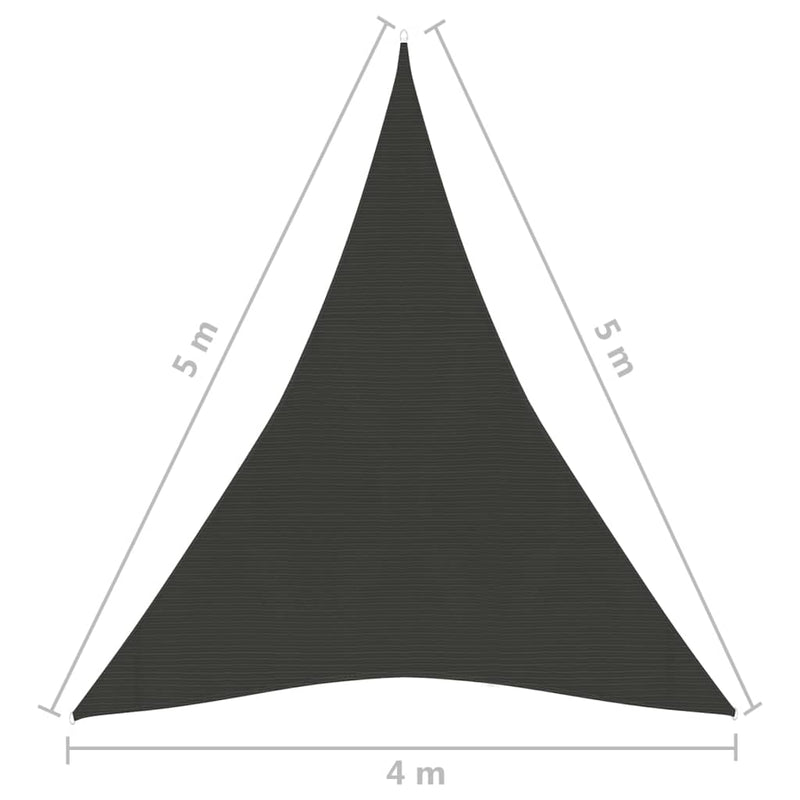 vidaXL antracitszürke HDPE napvitorla 160 g/m² 4 x 5 x 5 m