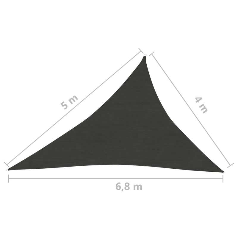 vidaXL antracitszürke HDPE napvitorla 160 g/m² 4 x 5 x 6,8 m