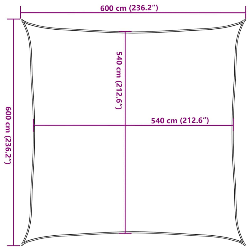 vidaXL bézs HDPE napvitorla 160 g/m² 6 x 6 m