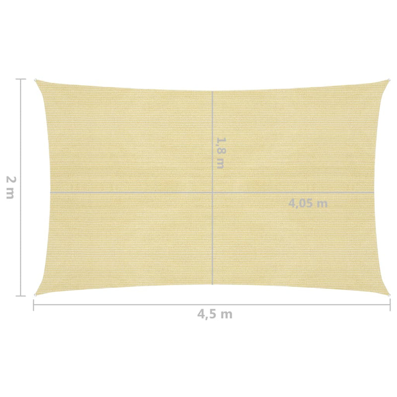 vidaXL bézs HDPE napvitorla 160 g/m² 2 x 4,5 m