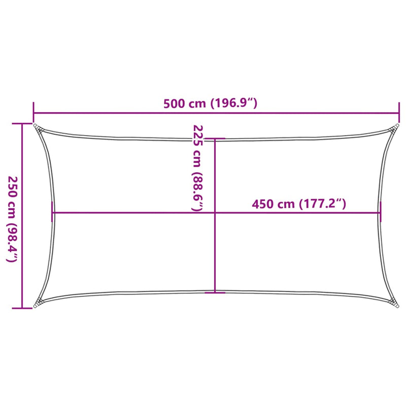 vidaXL bézs HDPE napvitorla 160 g/m² 2,5 x 5 m