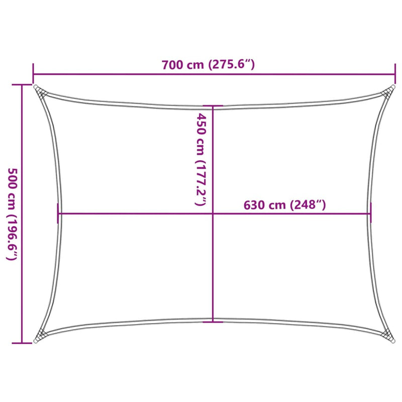 vidaXL bézs HDPE napvitorla 160 g/m² 5 x 7 m