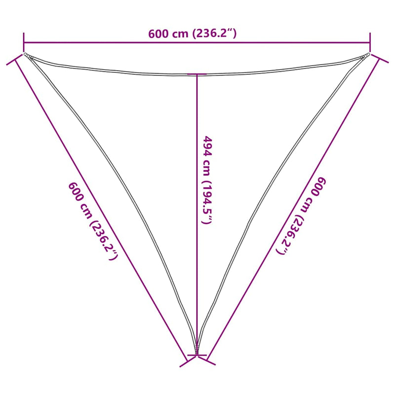 vidaXL bézs HDPE napvitorla 160 g/m² 6 x 6 x 6 m