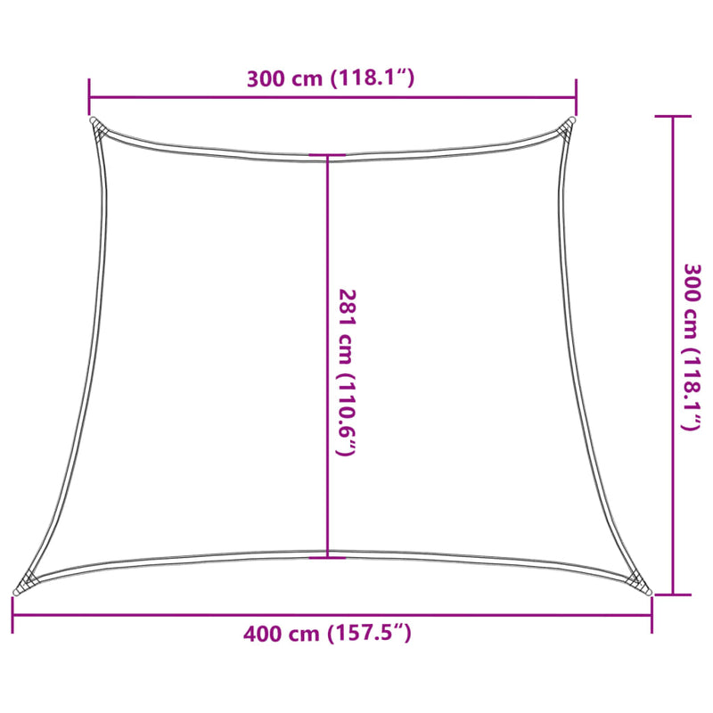 vidaXL bézs HDPE napvitorla 160 g/m² 3/4 x 3 m