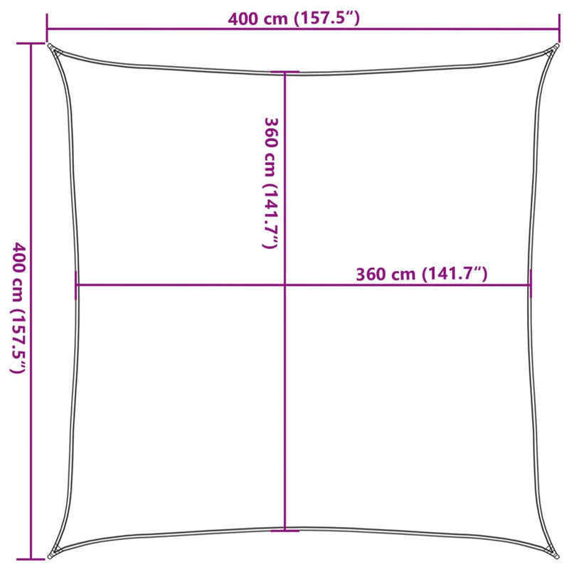 vidaXL krémszínű HDPE napvitorla 160 g/m² 4 x 4 m