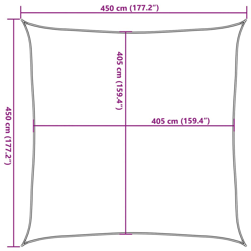 vidaXL krémszínű HDPE napvitorla 160 g/m² 4,5 x 4,5 m