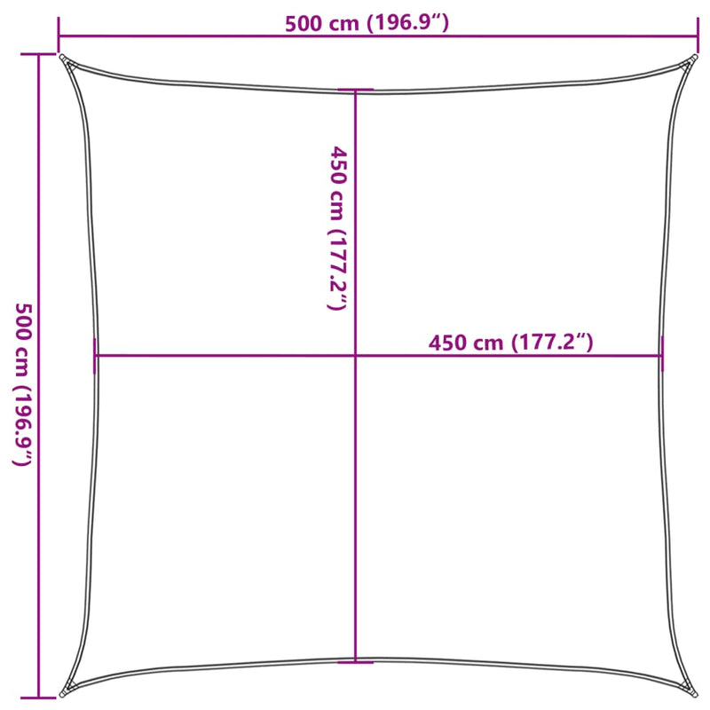 vidaXL krémszínű HDPE napvitorla 160 g/m² 5 x 5 m