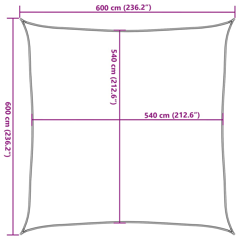 vidaXL krémszínű HDPE napvitorla 160 g/m² 6 x 6 m