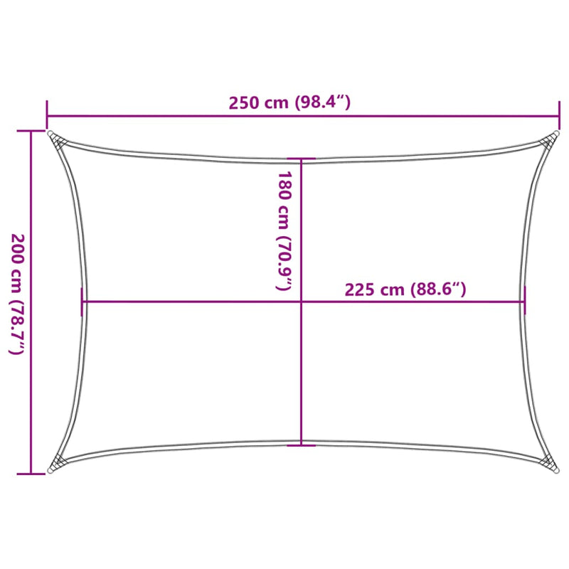 vidaXL krémszínű HDPE napvitorla 160 g/m² 2 x 2,5 m