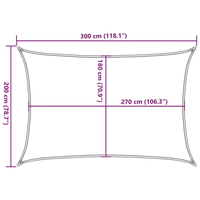 vidaXL krémszínű HDPE napvitorla 160 g/m² 2 x 3 m